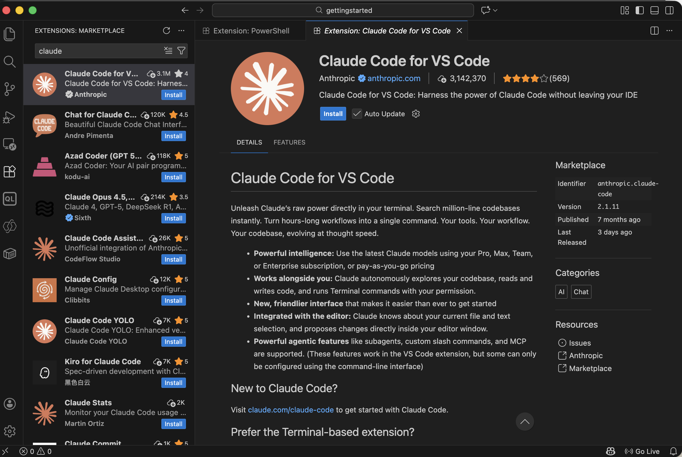 Claude Code's Visual Studio Code Extension.